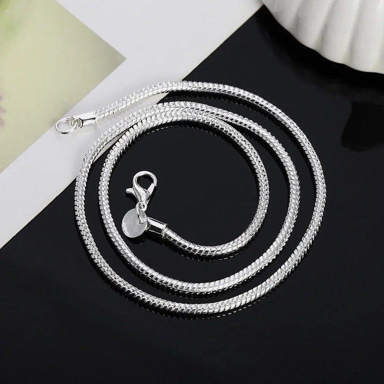 40-75cm 925 Sterling Silver 1MM/2MM/3MM solid Snake Chain Necklace For Men Women Fashion Jewelry for pendant PlatiNum