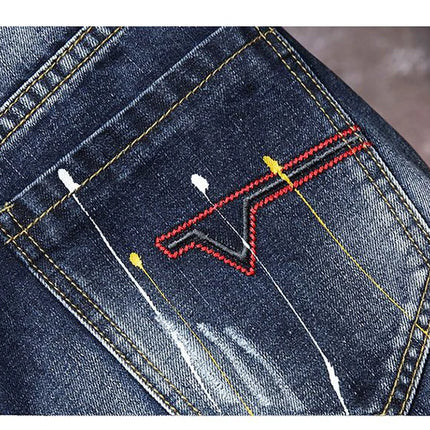 2025 Estate Nuovi Uomini di Modo Graffiti Strappati Jeans Corti Casual Sottile Foro Grande Stile Retro Pantaloncini di Jeans Maschile Vestiti di Marca