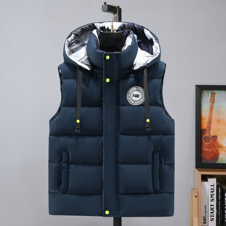 Hooded New Spring Autumn Sleeveless Jacket for Men Fashion Warm Hooded Male Winter Vest Light Plus Size Mens Work Vest Waistcoat