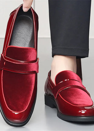 Nuove Scarpe da Cerimonia di Lusso per Uomo, Mocassini Rossi in Pelle Scamosciata, Calzature Formali Eleganti, Zapatos Hombre