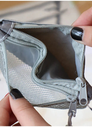 Travel Makeup Storage Bags New Mesh Coin Purse Simple Portable Mini Bag Multi-purpose Square Bag Double-layer Zipper Card Holder PlatiNum