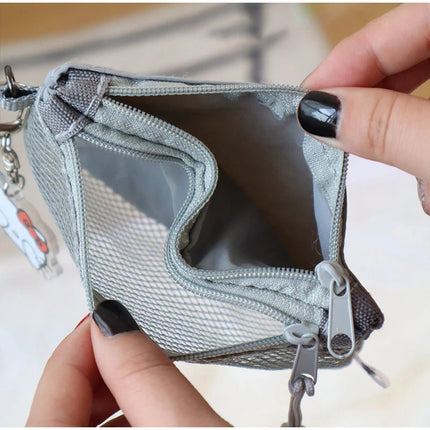 Travel Makeup Storage Bags New Mesh Coin Purse Simple Portable Mini Bag Multi-purpose Square Bag Double-layer Zipper Card Holder PlatiNum