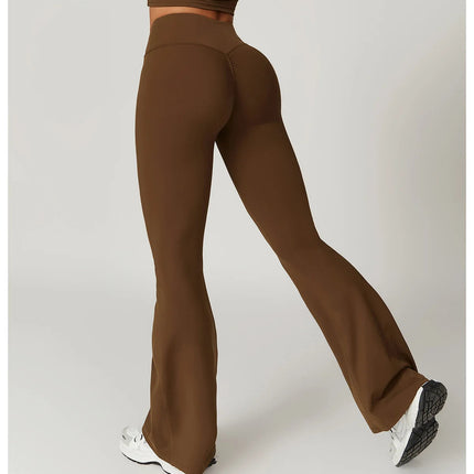 Flare Leggings Yoga Pants Women Bell-bottoms Yoga Tights High Waist Fitness Pants Stretch Gym Workout Sports Push Up Leggings PlatiNum