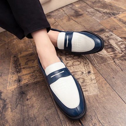 Moda Bianco Rosso Blu Mix Patchwork Scarpe casual per uomo Designer Penny Mocassini Abito da ballo formale per matrimonio Calzature per ritorno a casa