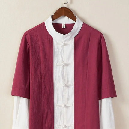 Camicie da uomo tradizionali Camicie da uomo in cotone e lino retrò stile cinese Camicette casual da uomo Kung Fu Tai Chi Tang da meditazione Zen