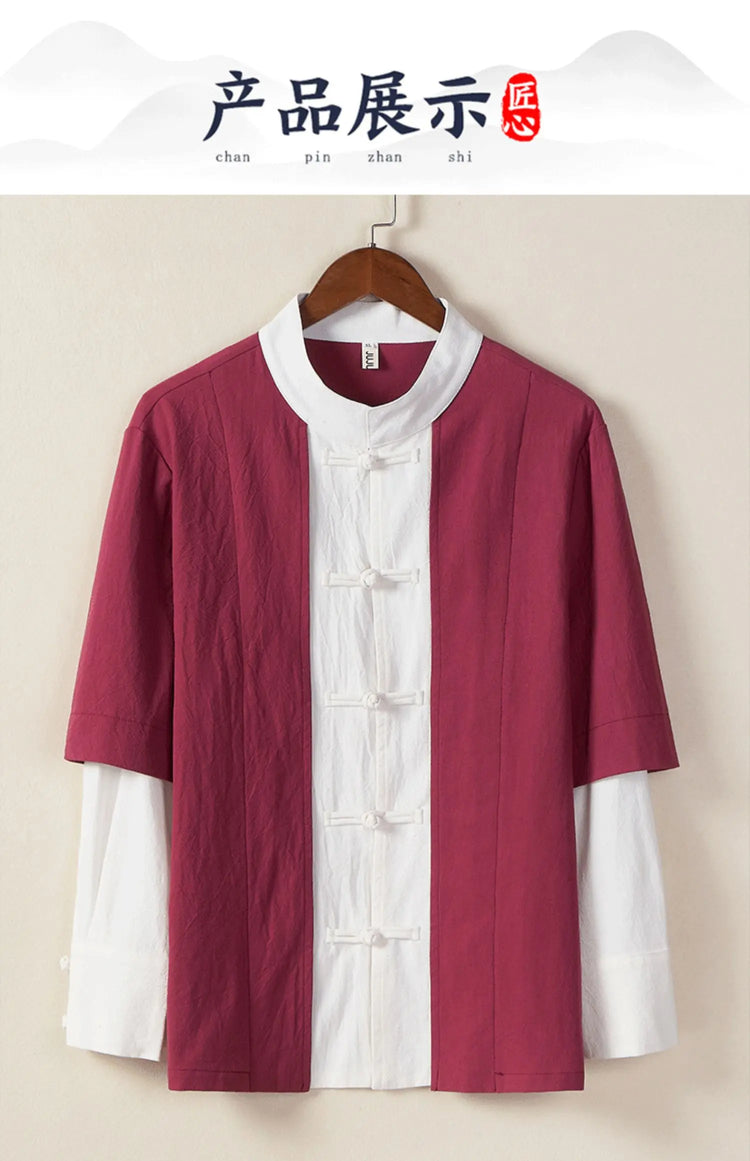Camicie da uomo tradizionali Camicie da uomo in cotone e lino retrò stile cinese Camicette casual da uomo Kung Fu Tai Chi Tang da meditazione Zen