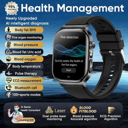 2026 Nuovo Misurazione Accurata Salute Smart Watch ECG + PPG Acido Urico Pressione Sanguigna Lipidi Nel Sangue Chiamata BT Smartwatch Per Le Donne Degli Uomini platinumshop