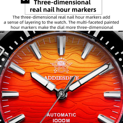 ADDIESDIVE 1000m Waterproof Diver Watches Sapphire Glass Automatic Mechanical Watches Super Luminous AD2526 Gradient Wristwatch