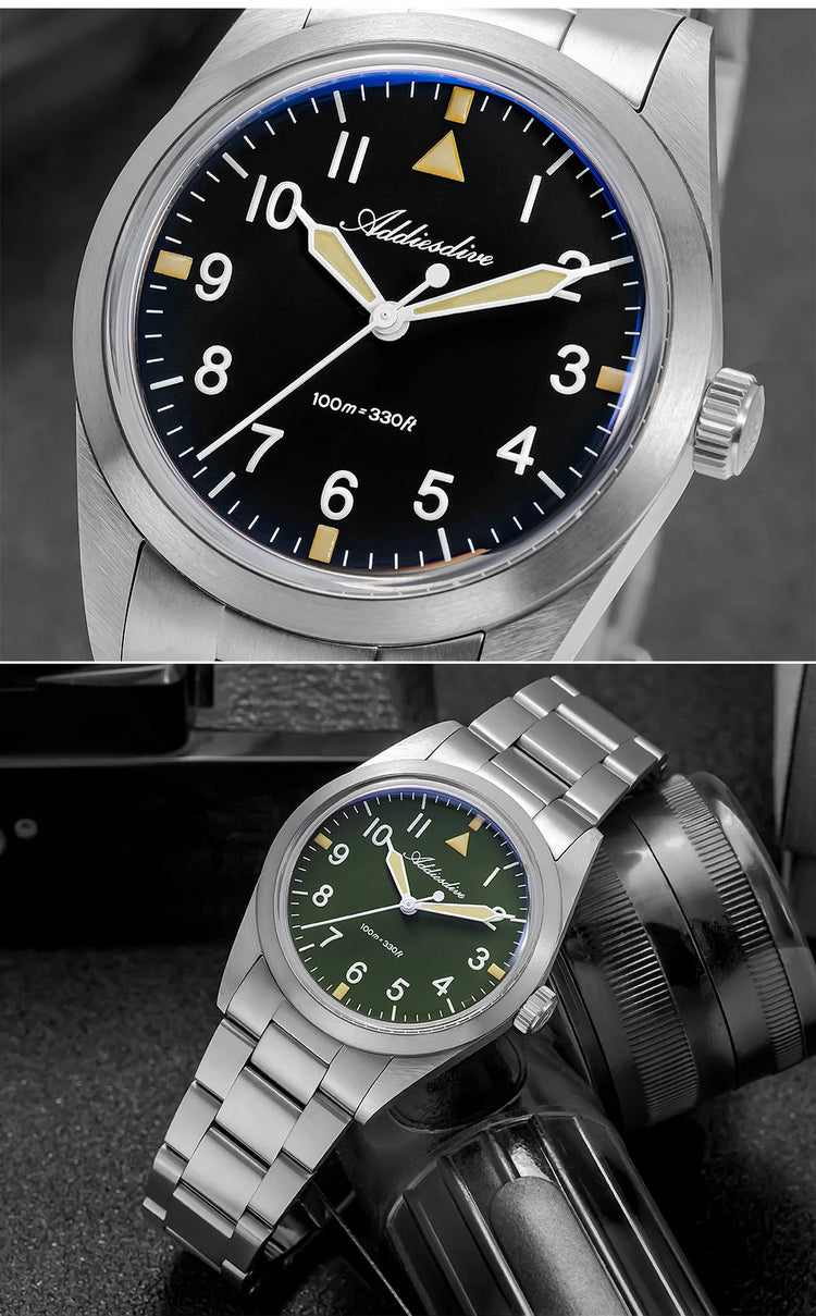 ADDIESDIVE 36mm Men's Luxury Watch VH31 Titanium Alloy  Watch Super Luminous 100m Waterproof Men's Luminous Quartz Watches