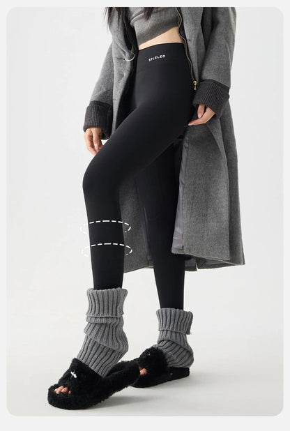 BIVIGAOS Autumn Winter Thick Foot Pants Sharkskin Leggings Women's Rabbit Fleece Warm Leggings High Waist Elastic Non Trace Yoga