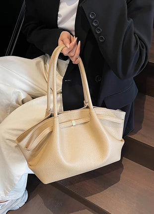 Nuove Borse a Spalla di Lusso 2026 con Motivo Lychee, in Pelle PU Tinta Unita, Borse da Donna di Grande Capacità, Borsa Tote da Viaggio