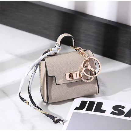 Brand Fashion Coin Purse Luxury Simple Flip Small Bag High-end Bag Pendant Exquisite Lock Silk Scarf Mini Lipstick Headphone Bag PlatiNum