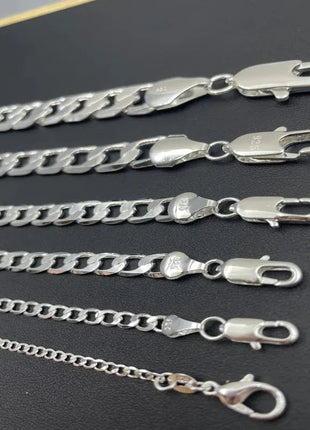 Wholesale 925 Sterling Silver Necklace 2-12mm Width 40-75cm Long Chain Lobster Clasp Men and Women Engagement Jewelry PlatiNum