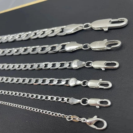 Wholesale 925 Sterling Silver Necklace 2-12mm Width 40-75cm Long Chain Lobster Clasp Men and Women Engagement Jewelry PlatiNum