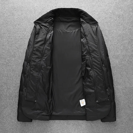 Minglu Autumn Winter White Duck Down Men's Jackets High Quality Solid Color Detachable Collar Single Breasted Male Coats 4XL