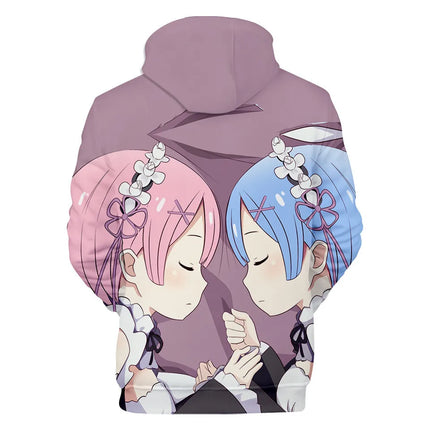 Harajuku Hip Hop Comfortable Re ZERO Rem Ram 3D print Hoodies Sweatshirts Men/Women Sweatshirt Adult/Child Casual Pullovers