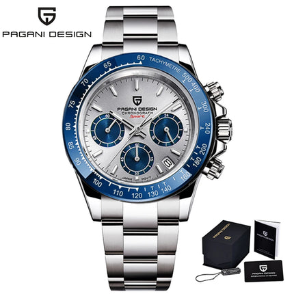 PAGANI DESIGN V2 Orologio da uomo al quarzo con movimento VK63, vetro zaffiro, acciaio inossidabile, impermeabile fino a 100 m, orologio sportivo da uomo PD1644