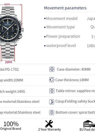 PAGANI DESIGN 2026 Nuovi Orologi da Uomo di Lusso, Orologio al Quarzo Sportivo con Cronografo, Data Automatica, Movimento Giapponese VK63, Vetro Zaffiro AR, Consegna Rapida dai Magazzini Europei