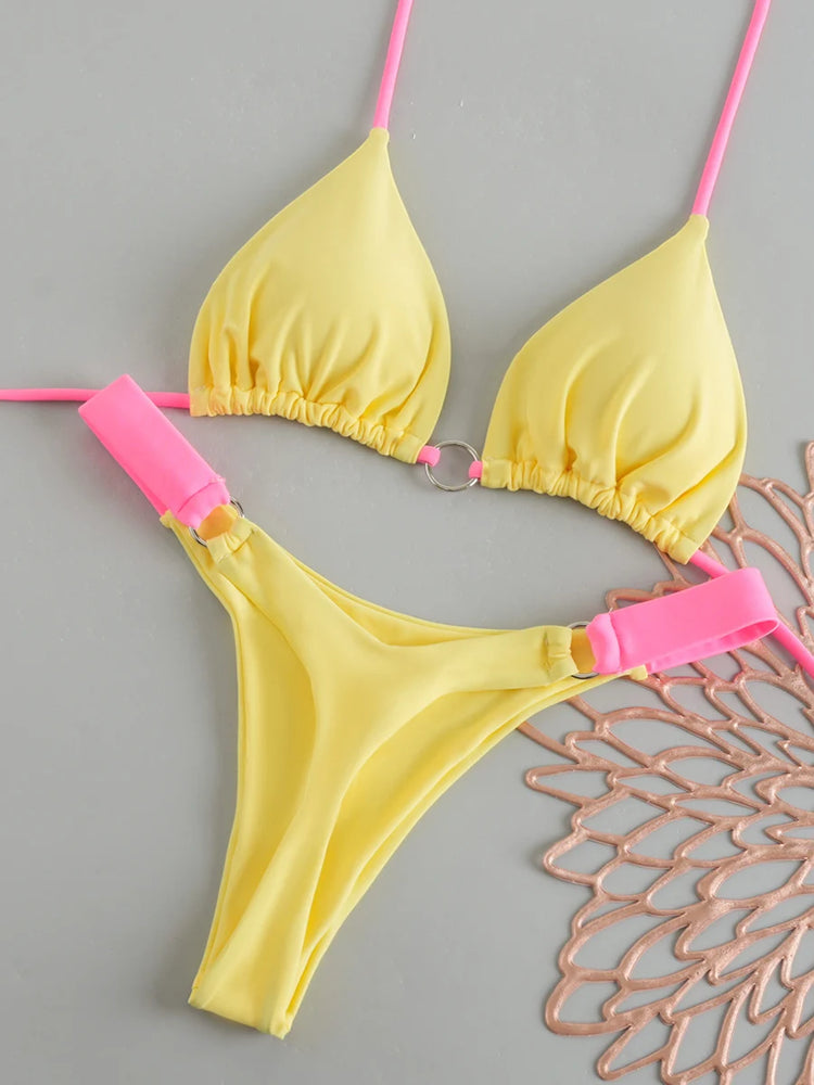 Micro Bikini 2026 Push Up Costumi da bagno donna Costumi da bagno sexy Stampa Bikini Set Halter Biquini Perizoma Costume da bagno Estate Beachwear