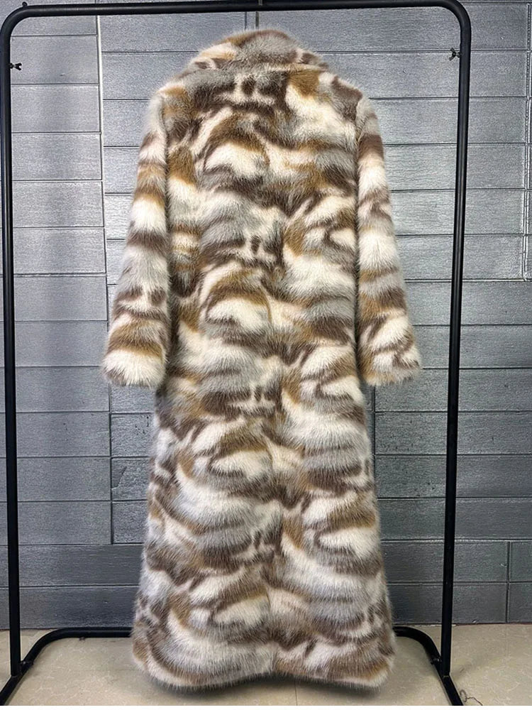 ZADORIN 130cm Long Fluffy Woman Leopard Faux Fur Coat Y2K Clothes Luxury Warm Faux Fur Jackets Winter Coats For Woman Outerwears