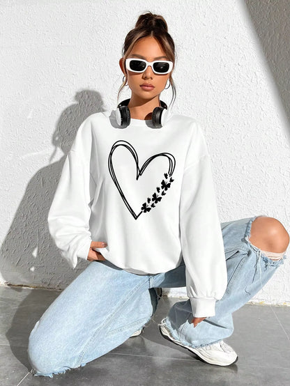 The Great Love At The Edge Of Butterflies Design Sweatshirt Women Fleece Crewneck Clothes Street Autumn Pullover Soft Sportswear