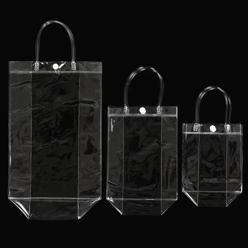 10/20Pcs Transparent Gift Bag with Handle Wedding Birthday Party Candy Gift Packaging Reusable Tote Bag Christmas Baby Shower - PlatiNum