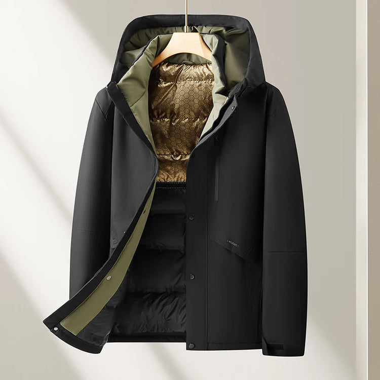 Oversized Men's 90% White Duck Down Jackets Winter Outdoor Windproof Warm Hooded Puffer Coat Loose Thicken Padded Parka Clothing
