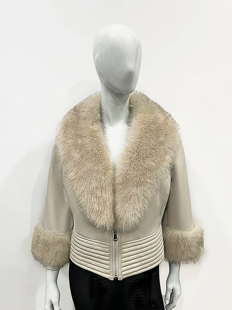 ZADORIN Luxury Winter Faux Raccoon Fur Coat Woman Short Faux Sheepskin Leather Jacket Warm Fur Lined Elegant Woman Clothes Tops