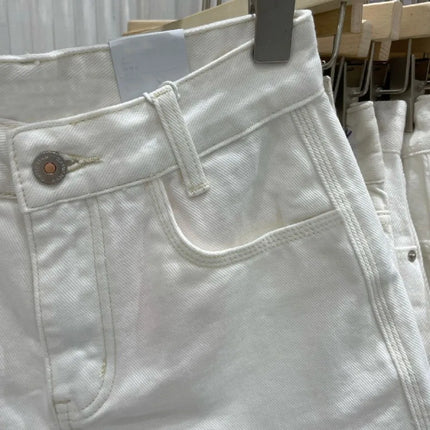 New Women's Denim Shorts with Raw Hems, A-Line Loose Fit, Ripped, High-Waisted, Hot Pants
