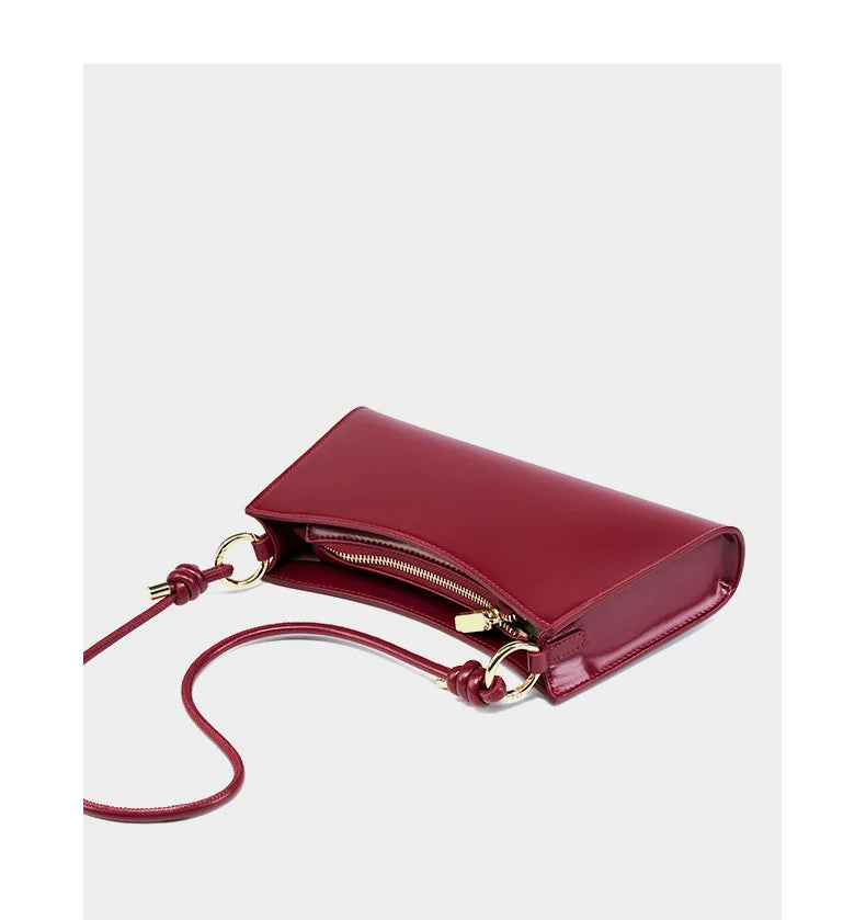 YANATARI underarm cowhide Genuine leather handbags women vintage red shoulder bag female korean luxury bag high quality 2025