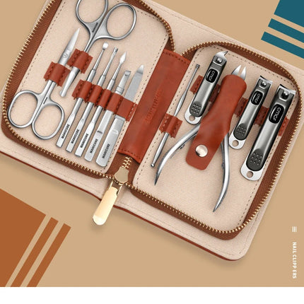 Stainless Steel Manicure 12 Pcs Set Pedicure Tool Portable Nail Clipper Kit with Storage Bag Beauty Grooming Tools