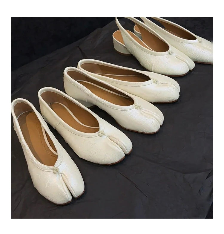 Roundtoe midheel shoes Womens Genuine leather High heels Sheepskin Pleated Tibi splittoe shoes Women Mary Jane shoes Designer