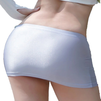 Minigonna da donna a vita bassa Tinta unita Cintura elastica Lingerie Minigonna aderente Gonna ultra trasparente Gonna da spiaggia Abbigliamento da notte