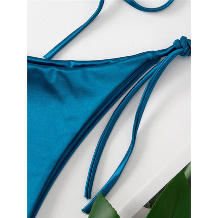 Sexy 13 colori Halter Satin Bikini brasiliano Donna Costumi da bagno Costume da bagno femminile Bikini a due pezzi Bagnante Costume da bagno Swim V4966 platinumshop