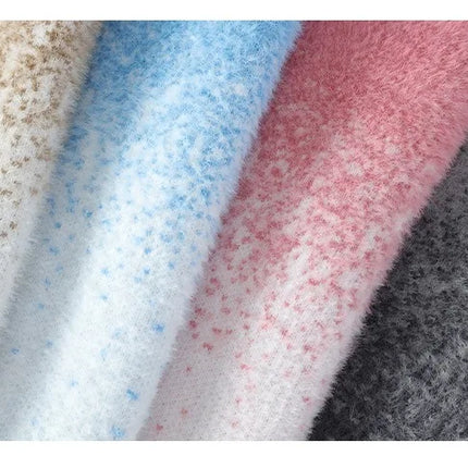 Imitation Mink Sweater for Men's Gradient Knitted Sweater for Couples Round Neck Thickened Warm Casual Pullover
