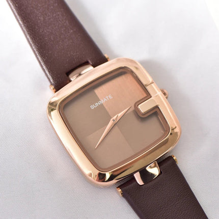 Elegante orologio da donna con movimento al quarzo in stile minimalista nordico ultrasottile con cinturino in vera pelle alla moda e confezione regalo platinumshop