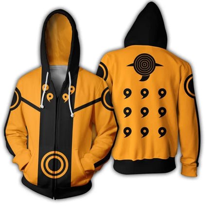 Anime Narutos Zipper Hoodie Cosplay Peripheral Digital Printing Hooded Cardigan Adults Children Daily Necessities