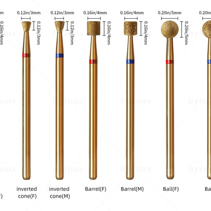 HYTOOS 5Pcs/Set Titanium Nail Drill Bits Diamond Cuticle Clean Nail Bit Professional Safety Cuticle Dead Skin Nail Cleaner Tool