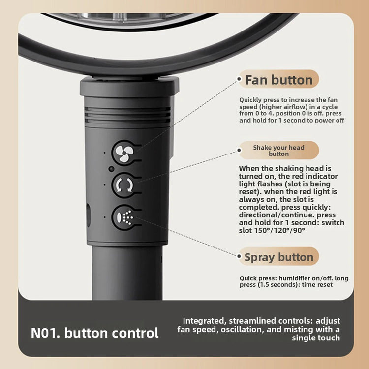 3 in 1 telecomando intelligente umidificatore ventilatore da pavimento ventila circolatore piedistallo supporto ventilatore regolabile in altezza 4 velocità condizionatore d'aria