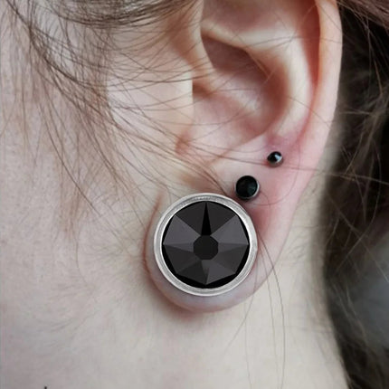 Orecchini Ipoallergenici in Titanio G23 per Uomo e Donna, con Cristalli Neri, 3mm 4mm 5mm 8mm platinumshop