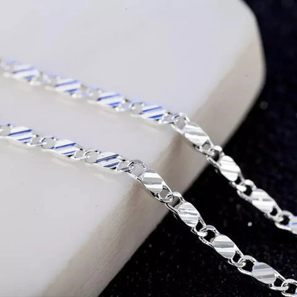 Fashion 18k Gold Necklace 2MM 16/18/20/22/24/26/28/30 Inch Side Chain Necklace For Women Men Jewelry 925 Silver Necklace PlatiNum