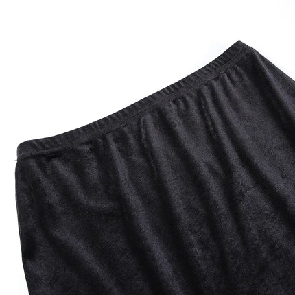 Damen-Punk-Rock-Stil-Rock, neuartiger eleganter langer Rock für Halloween und Festivals, hohe Taille, schlanke Passform, mit sexy Schleife und seitlichem Schlitz, Knielang