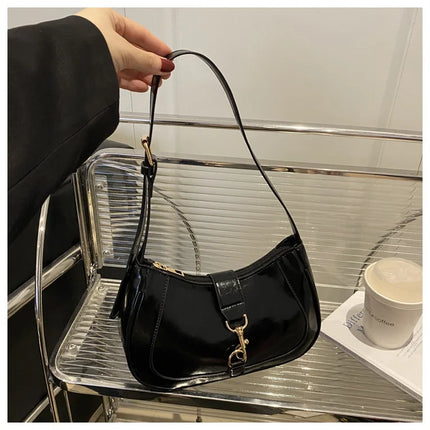 Elegante Borsa a Tracolla da Donna - Borsetta Quadrata Retrò con Chiusura a Zip, in Resistente Materiale PU