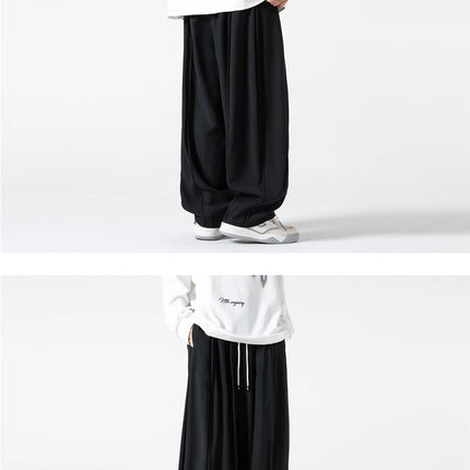 Pantaloni a Gamba Dritta da Uomo, Casual e alla Moda, con Vita Alta Elasticizzata, Stile Harajuku, Larghi, Streetwear, Taglie Fino a 5XL
