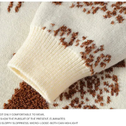 Autumn Winter Men Knitted Sweater Panda Printing Casual Round Neck Pullovers Sweater Designer Quality Men Clothing Jumper