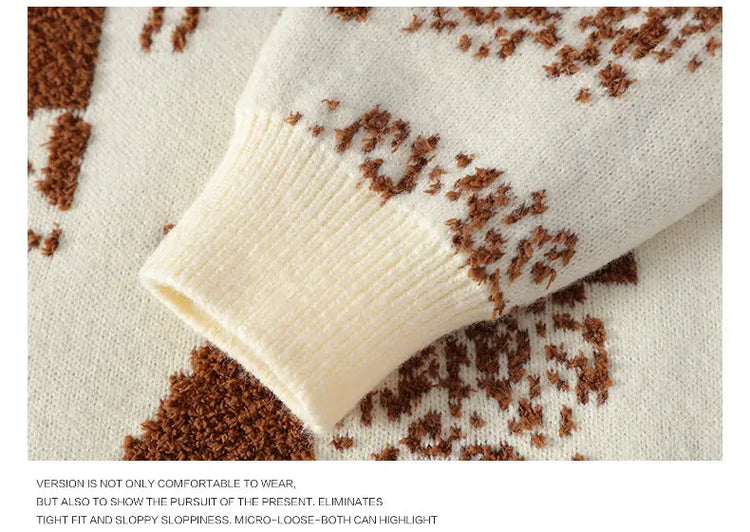 Autumn Winter Men Knitted Sweater Panda Printing Casual Round Neck Pullovers Sweater Designer Quality Men Clothing Jumper