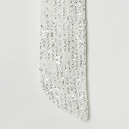 HH 2026 Abito Corto Elegante da Donna Bianco con Maniche Corte, Schiena Scoperta e Decorazioni in Paillettes, Mini Abito Sexy alla Moda per Feste platinumshop