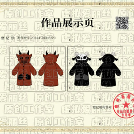 Virtual Alice Dark Gothic Demon Death Skull Horned Hooded Robe Thickened Coral Fleece Winter Warm Long Sleepwear Loungewear