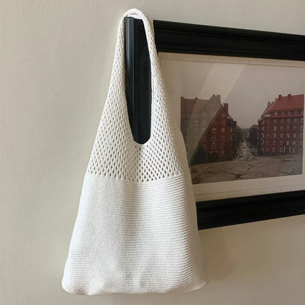 Borse a maglia da donna, borsa tote grande capacità, borsa estiva da spiaggia, borsa grande casual, borse a tracolla intrecciate a nido d'ape, borsa da donna