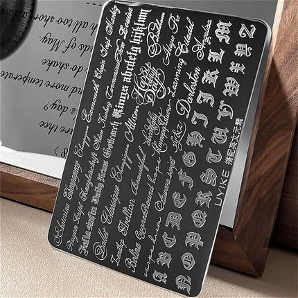Gothic Letter Nail Art Transfer Printing Steel Plate Nail Art Silicone Stamp Star Heart Dot Bowknot Lace Manicure Tool Templates